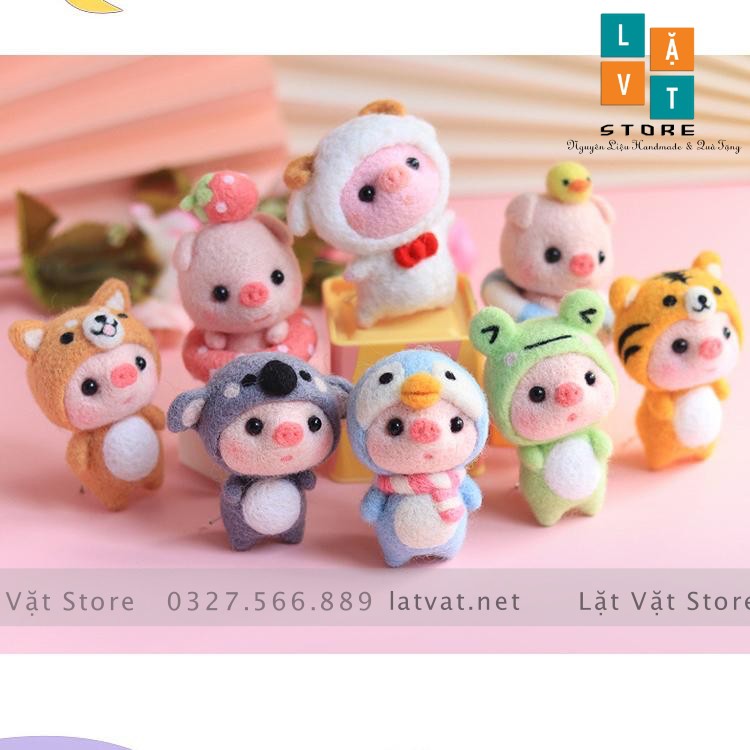 [MỚI] 16 mẫu len chọc Lợn Tắm Biển - Quà tự tay làm, DIYs có hướng dẫn - Needle felting Pig