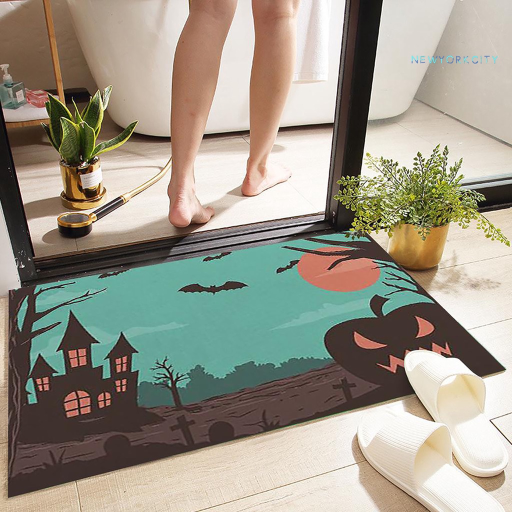 Thảm Chùi Chân Thấm Hút Nước Mạnh Chống Trượt Họa Tiết Kinh Dị Trang Trí Halloween