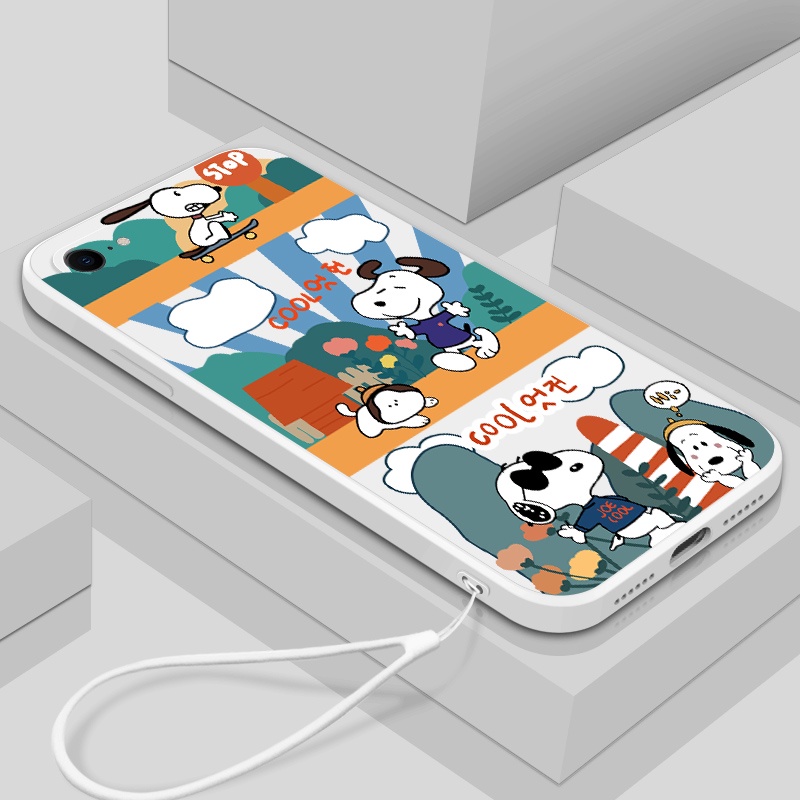 Ốp Lưng Silicon In Hình Snoopy Có Dây Đeo Xinh Xắn Cho oppo f1s a83 a71