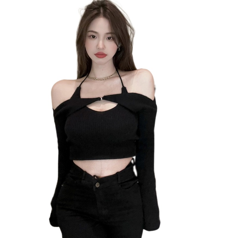 Bộ Áo Croptop 2 Dây Phối Áo Cardigan Quyến Rũ Cho Nữ