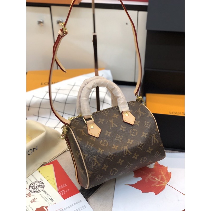 Túi trống super mini hoa nâu size 20cm