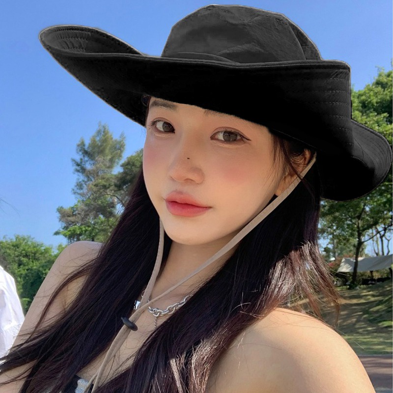 Mũ Cao Bồi Dây Rút Vành Rộng Kiểu Cao Bồi Hàn Quốc Cá Tính