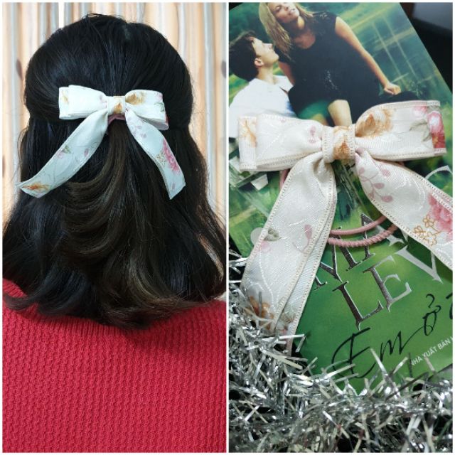 Dây cột tóc nơ hoa style Hàn quốc