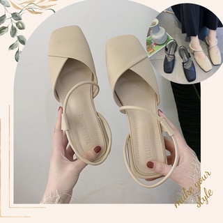 [HCM]Giày sục mũi tròn quai chéo 3p DD-0238 rosa fahion