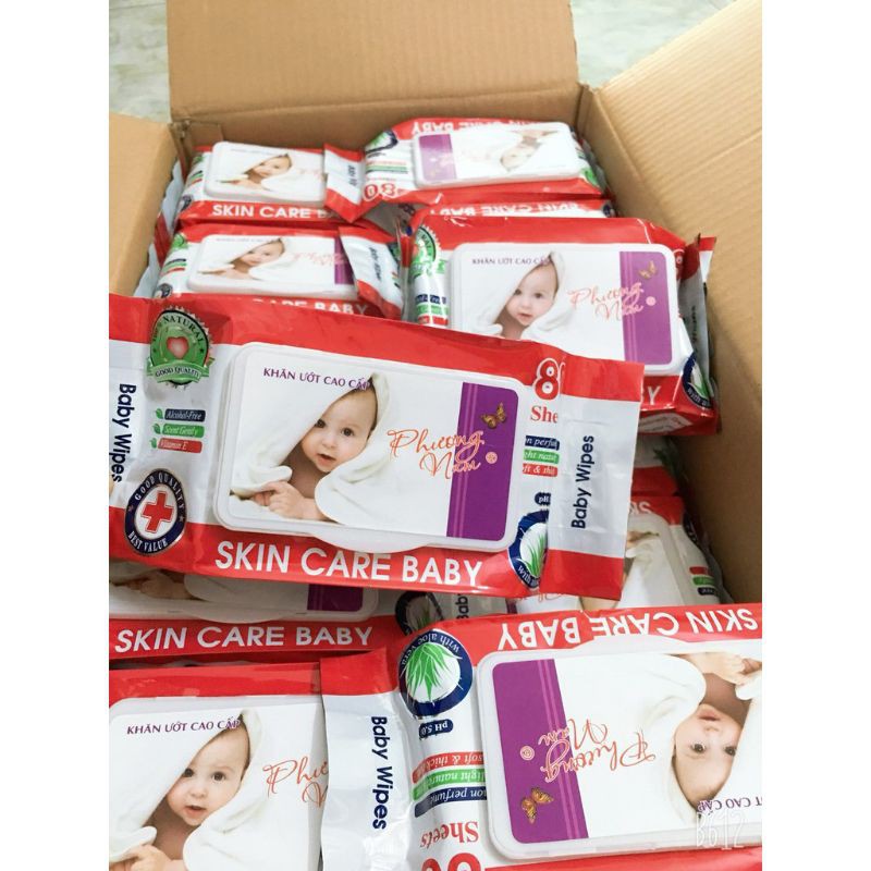 KHĂN GIẤY ƯỚT BABY SKIN CARE 80 TỜ HÀNG CTY KO HOÁ CHẤT BẢO QUẢN"