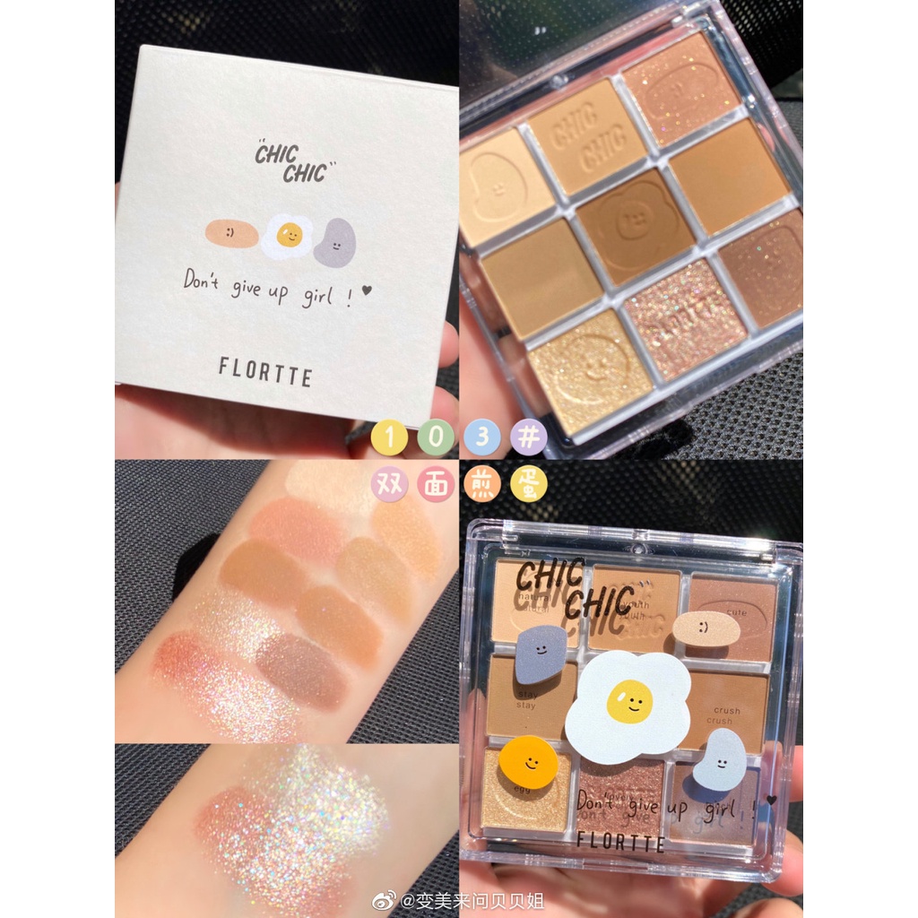 Bảng phấn mắt Flortte chín màu tông lì và ánh ngọc trai trẻ trung ABG MAKEUP