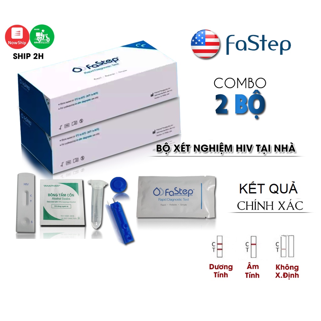 [Hàng Mỹ - Chuẩn 100%] Combo 2 Bộ Que Thử hiv Tại Nhà FASTEP, Dễ Làm, Kết Quả Chính Xác. Que Test HIV Tiện Dụng