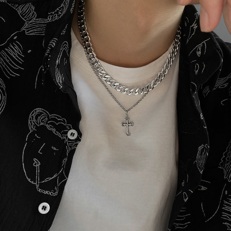 Dây Chuyền Dạng Chuỗi Xích Phối Mặt Hình Thánh Giá Phong Cách Hip Hop 19672