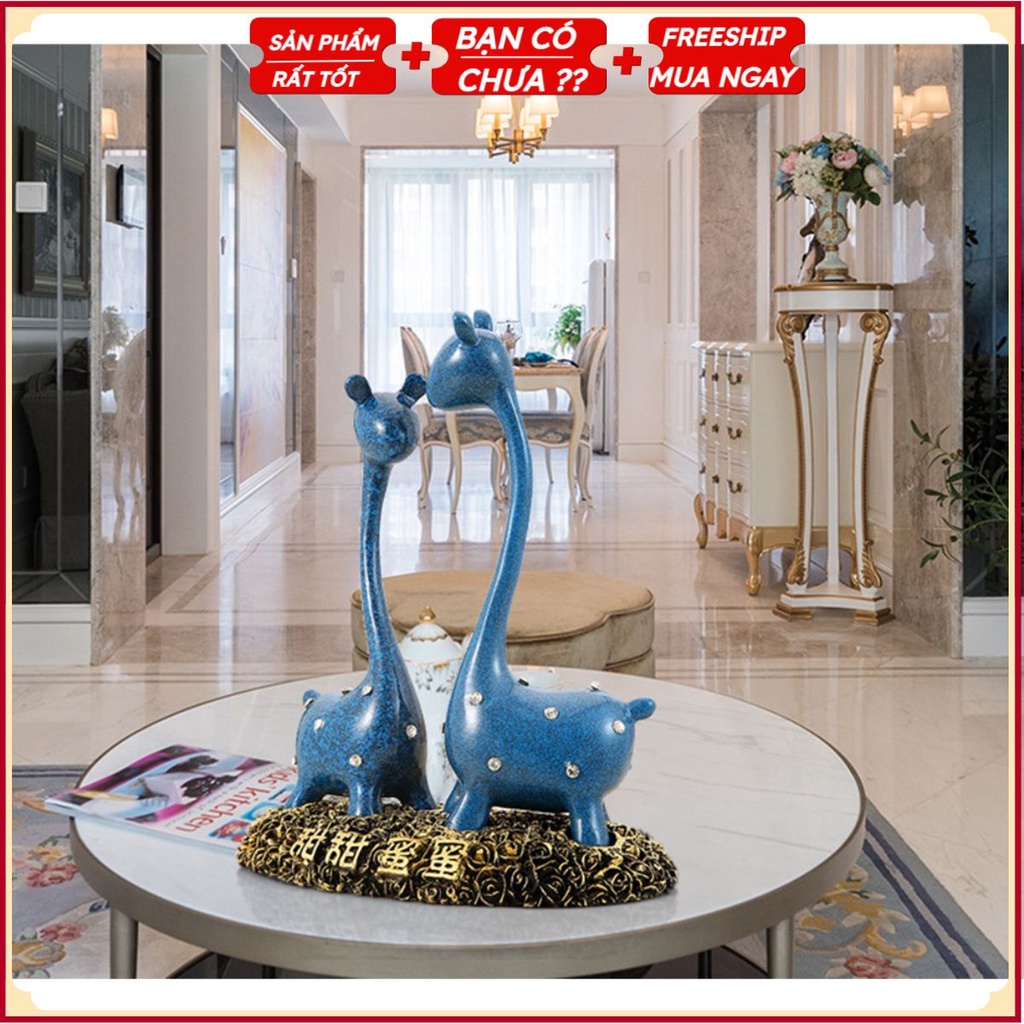 Tượng Đôi Khủng Long Cổ Dài Trang Trí Décor