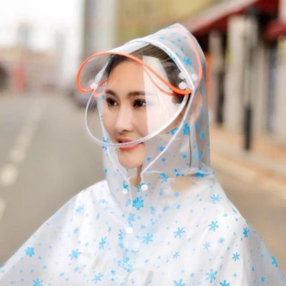 Áo mưa có kính che 1 đầu chấm bi