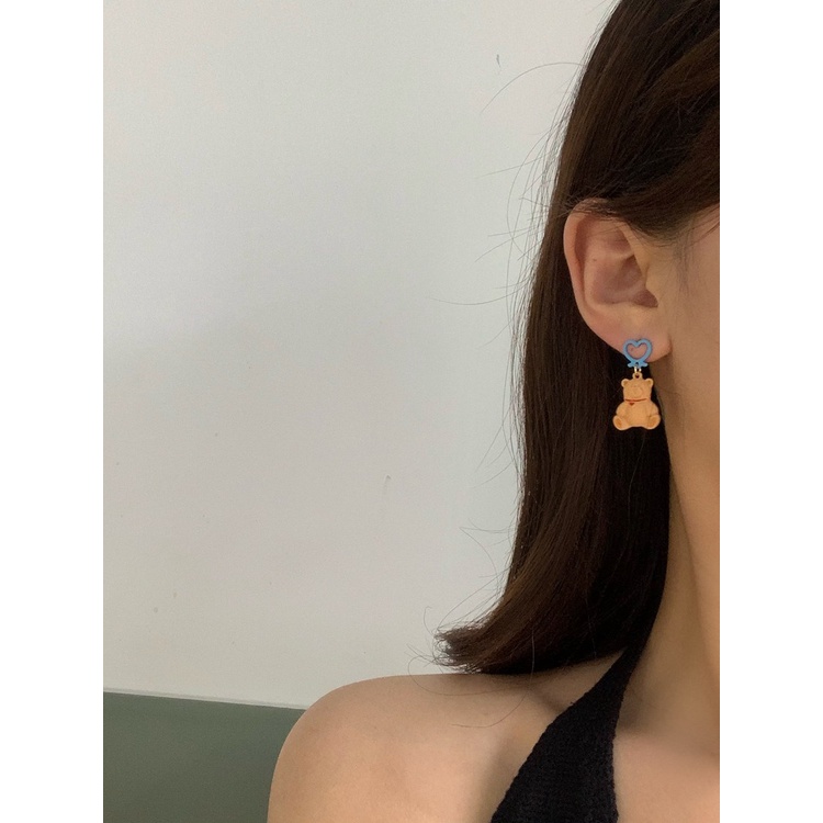 Bông tai dễ thương gấu hoa xinh xắn