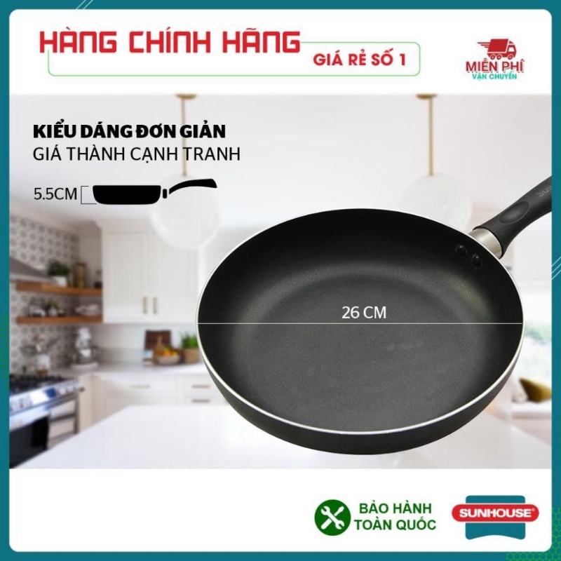 Chảo chống dính bếp từ sunhouse Chảo chống dính phù hợp với bếp gas, bếp hồng ngoại, đầy đủ kích cơ✅Bảo hành 12 tháng