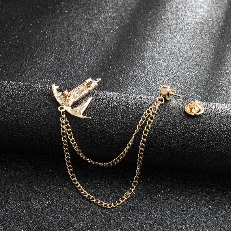 Ghim cài áo Vest Nam Lapel Pin thời trang hình con thuyền đính hạt đá dây cài GH-326 {Phụ kiện Vest - AdamZone}