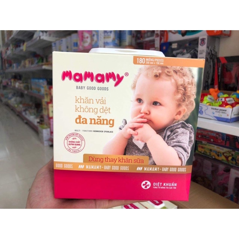 Khăn khô đa năng vải không dệt Mamamy hộp 180 tờ🤩