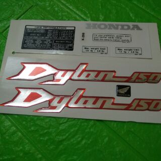 Bộ tem nổi Honda Dylan màu bạc đỏ