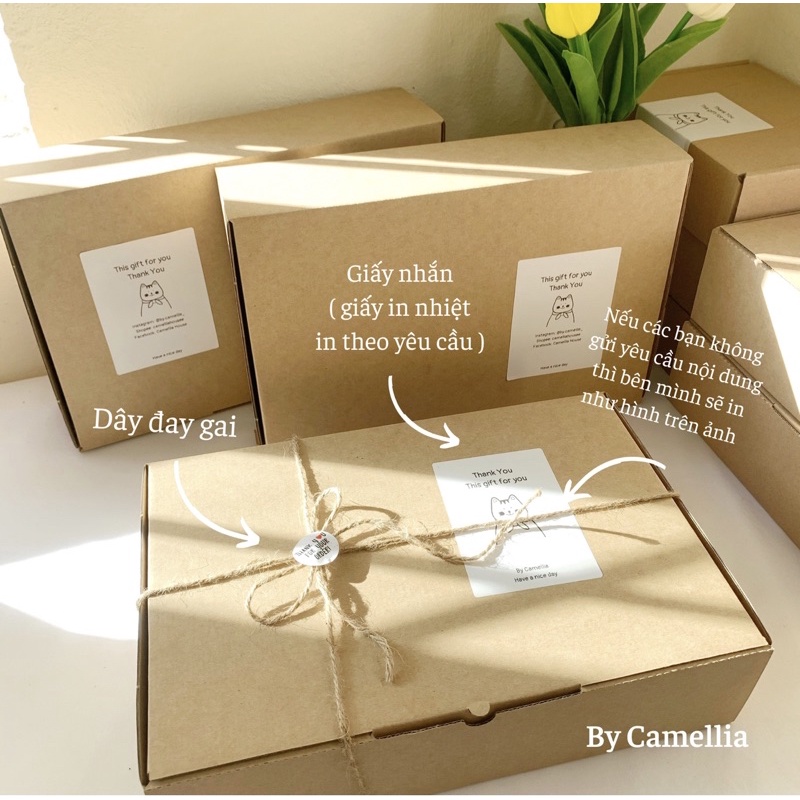 [Mã 55LIFESALE1 giảm 10K đơn 50K] HỘP QUÀ TẶNG KRAFT BY CAMELLIA
