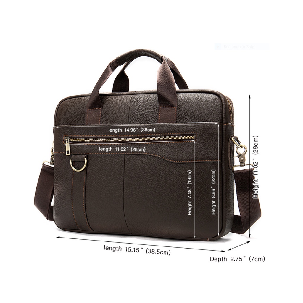 Túi xách nam công sở 100% da bò thật cao cấp phong cách mới 15,6&quot;