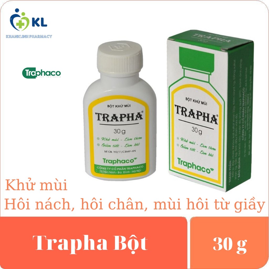 Bột Khử Mùi Trapha 30g-Khử mùi hôi nách, hôi chân, mùi hôi từ giày