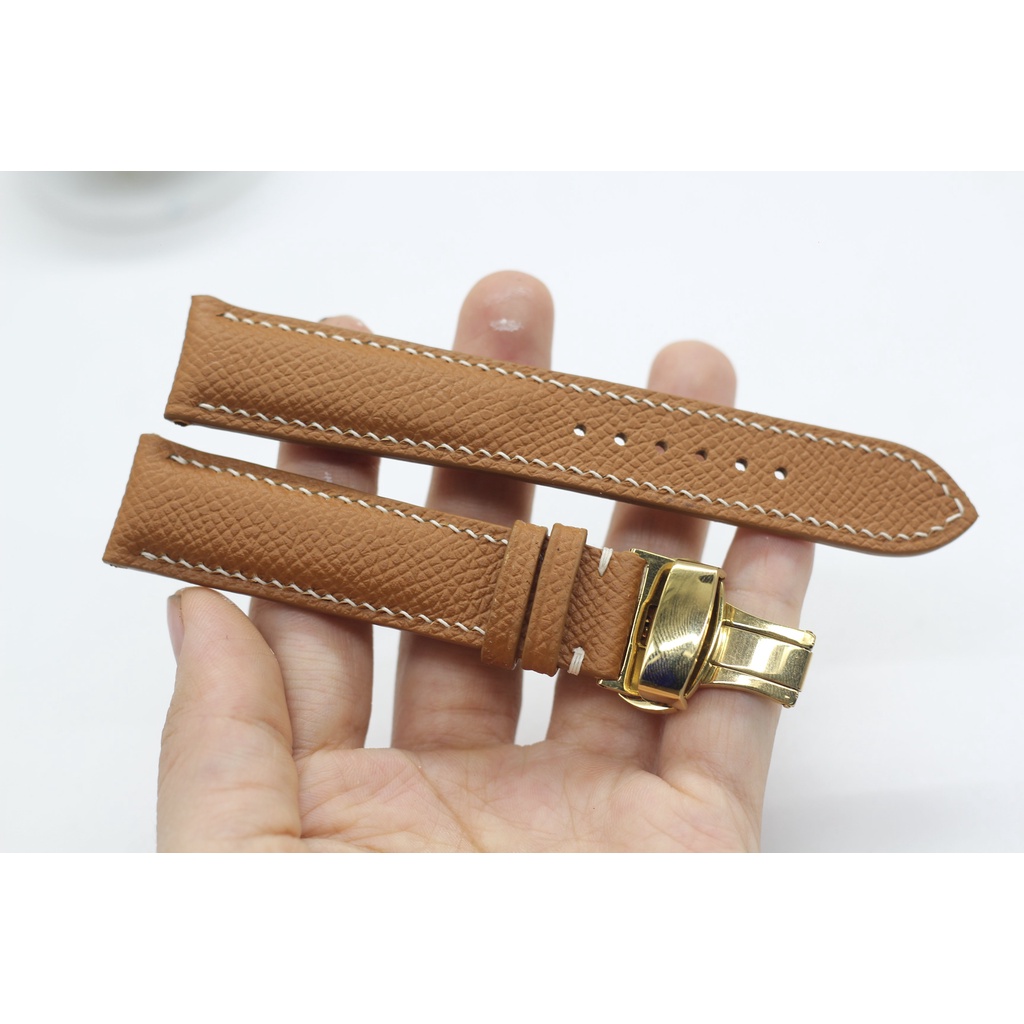 DÂY ĐỒNG HỒ DA EPSOM CAO CẤP+KHÓA GẬP, HOÀN THIỆN THỦ CÔNG, BH 6 THÁNG