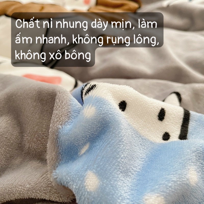 Chăn Ga Gối Nỉ Nhung Siêu cấp 2023 Mềm mịn, hoạ tiết dễ thương nhiều màu lựa chọn, đủ các size đệm.