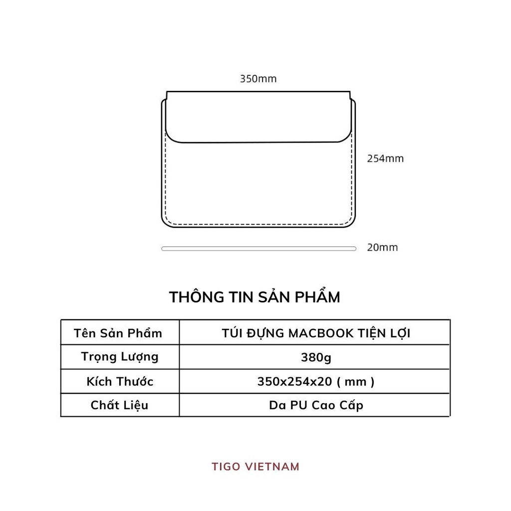 Túi | Bao da Bảo vệ Macbook Chống thấm nước Cao cấp Tigo vietnam