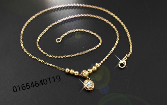 Dây chuyền nữ inox mạ vàng kiểu bi hình tròn