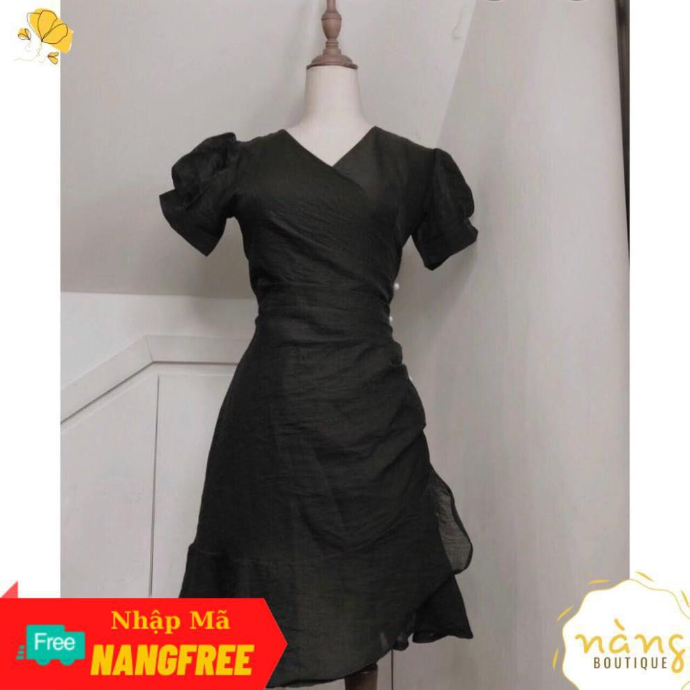 [Mẫu Mới tháng 12] Đầm dạo phố 💖FREESHIP💖 Váy cổ chéo đính ngọc trẻ trung - Nàng Boutique