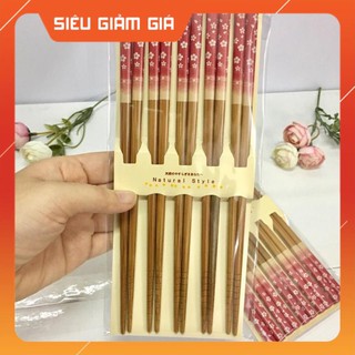 Set 5 đôi đũa hoa đỏ