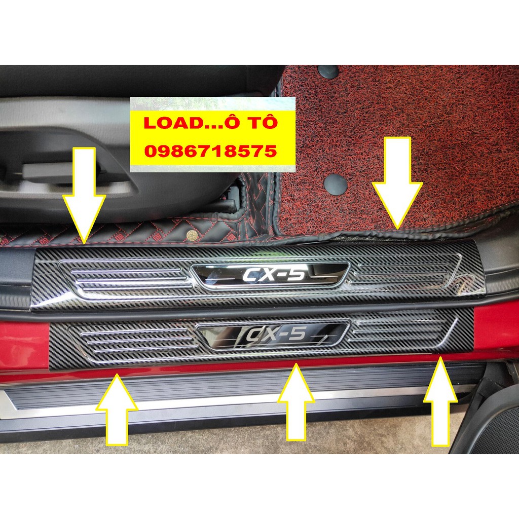Ốp Bậc Cửa, Nẹp Bước Chân Trong, Ngoài Xe Mazda CX5 2024-2018 Mẫu carbon Cao Cấp