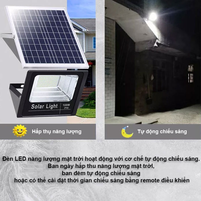 Đèn Năng Lượng Mặt Trời 200W Haledco, Đèn Pha Năng Lượng Chống Nước Bảo Hành 12 Tháng