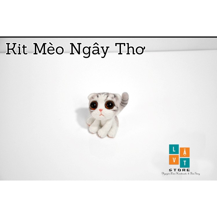 [Có Video Hướng Dẫn] Bộ Len Chọc Làm Mèo Nũng Nịu - Needle Felting Cat - Handmade, diys