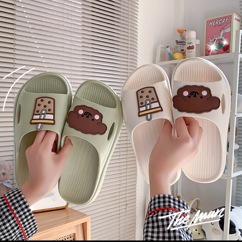 Dép gấu trà sữa 3 màu pastel có thông hơi siêu êm