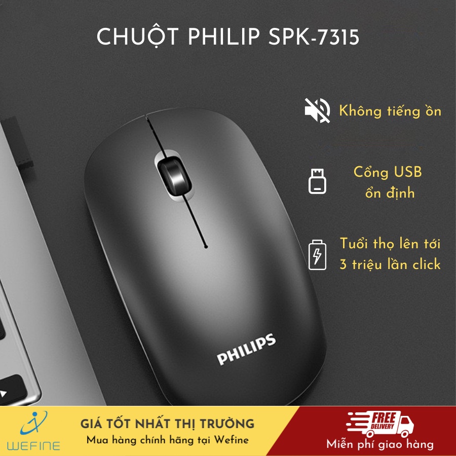 Chuột không dây máy tính laptop SPK7315, chuột bluetooth không tiếng ồn Wefine