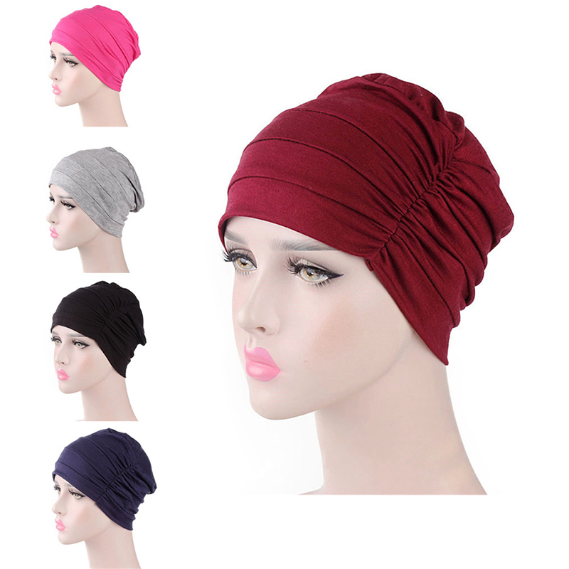 Women India Hat Muslim Ruffle Cancer Chemo Hat Beanie Scarf Turban Head Wrap Cap