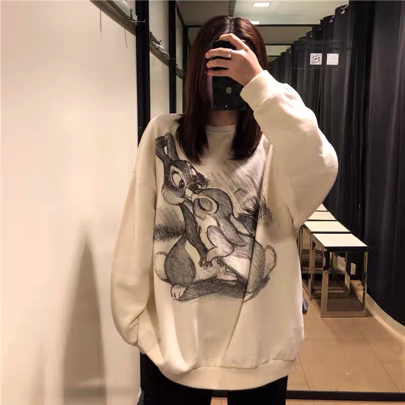 Áo sweater nữ hàn quốc nỉ cổ tròn form rộng dài tay đẹp giá rẻ g041 | BigBuy360 - bigbuy360.vn