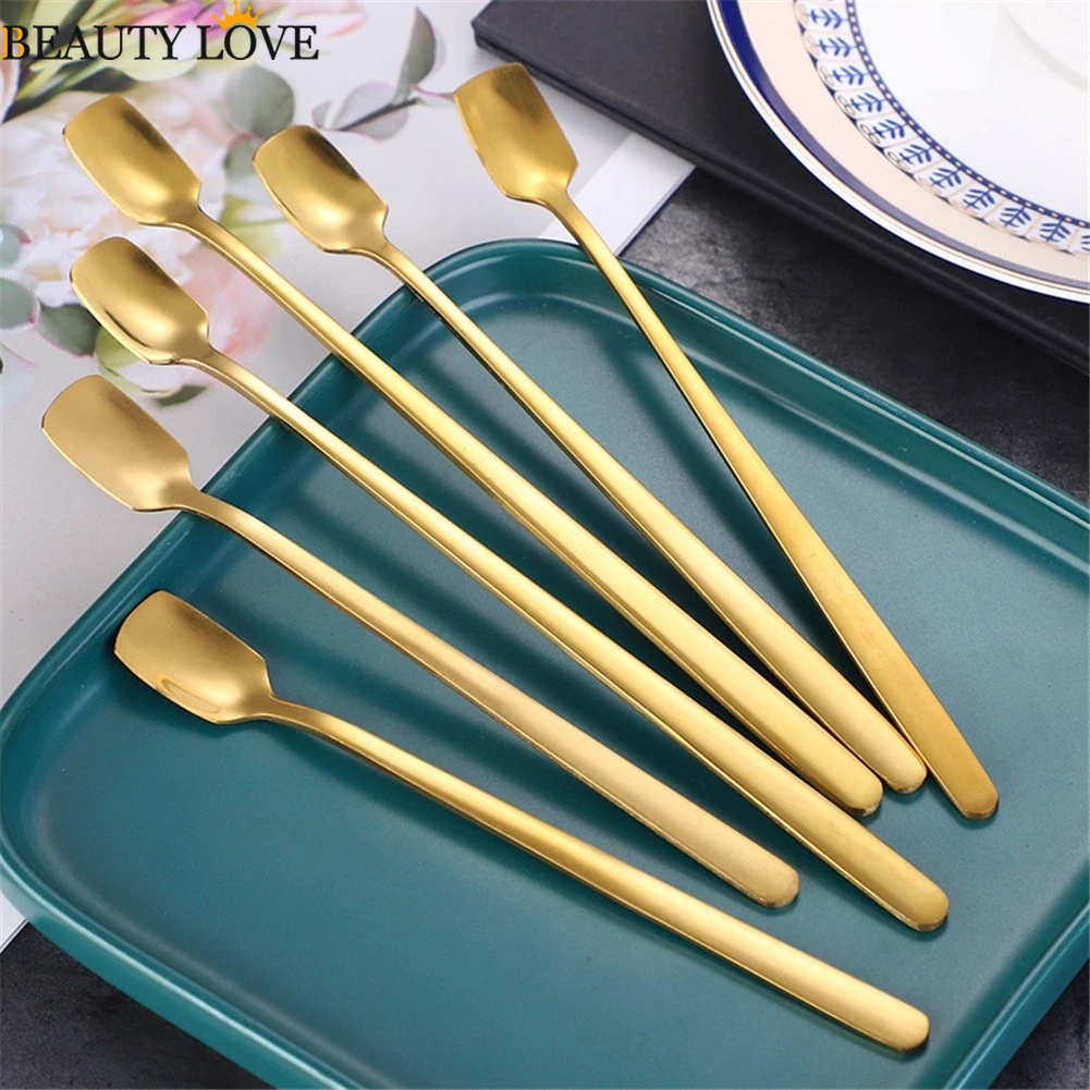 Muỗng Cà Phê Bằng Thép Không Gỉ Tay Cầm Dài Chất Lượng Cao