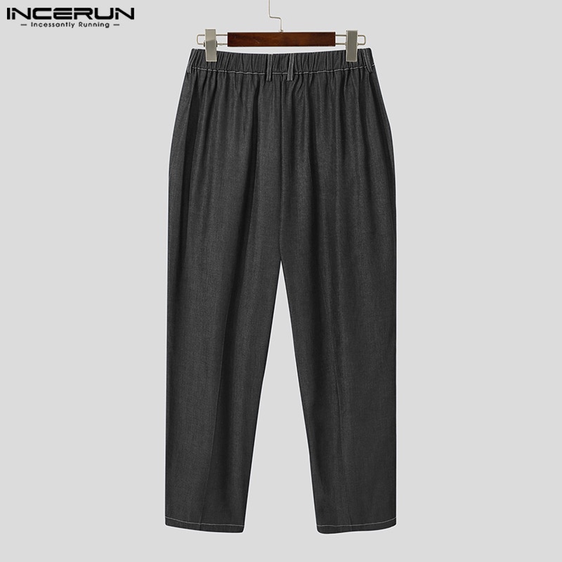 Quần dài INCERUN dáng suông ống đứng đàn hồi thời trang cho nam
