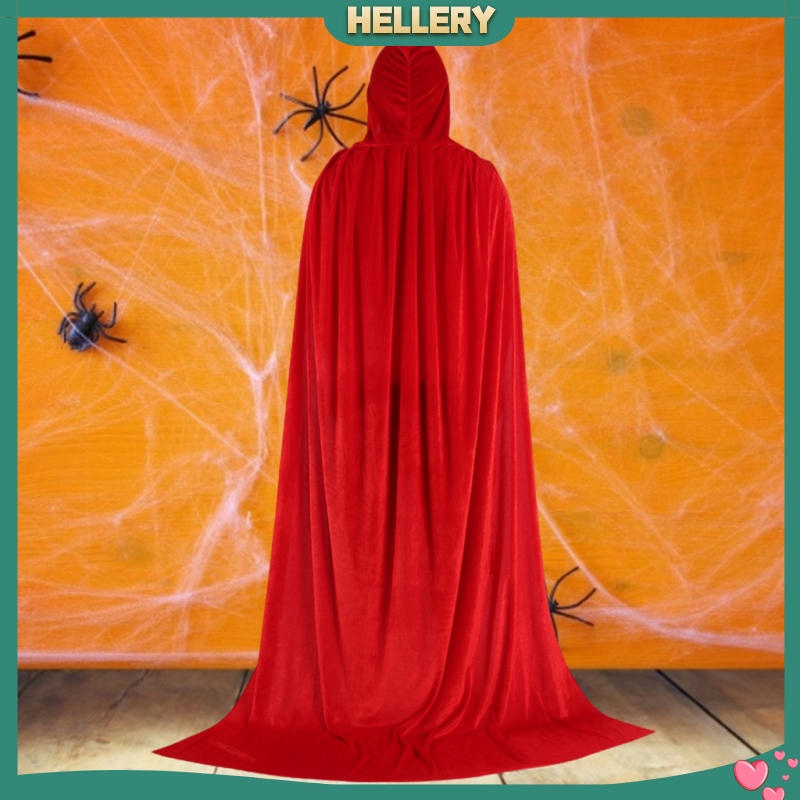 Áo choàng nhung đen dáng dài 150cm có mũ trùm dùng để hóa trang Halloween
