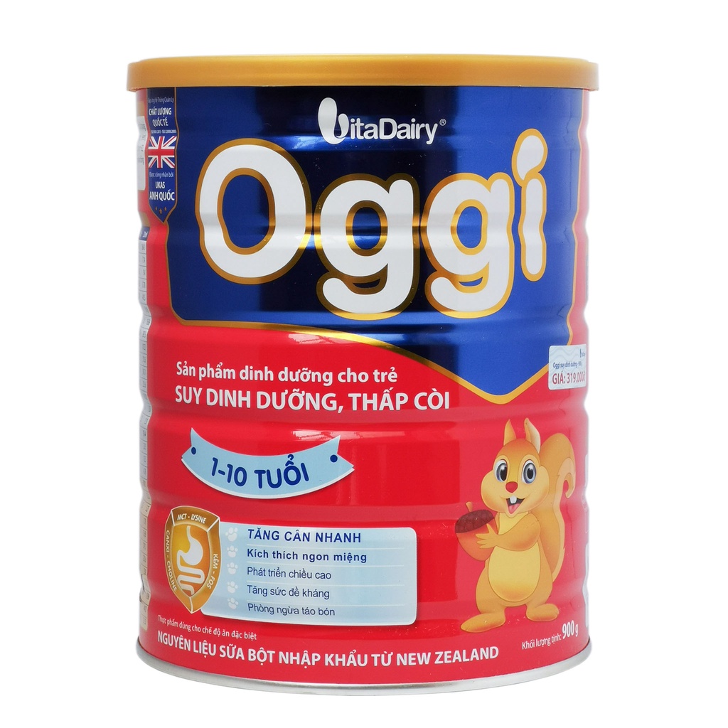 Sữa Oggi Gold 900g cho trẻ thấp còi, gầy yếu.