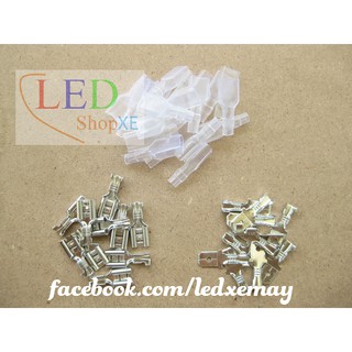 Đầu cos nối dây 4.8 - 6.3 trọn bộ đực+cái+chụp su - 10 bộ