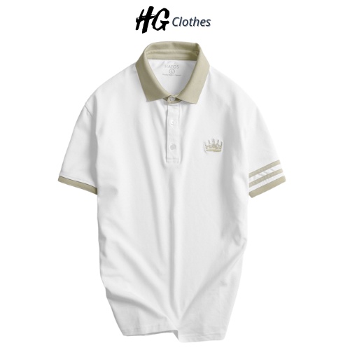 Áo Thun Polo Nam cổ bẻ CROWN, Chất vải Cá Sấu cao cấp chuẩn form, thuê vương miện, đáp tay chi tiết