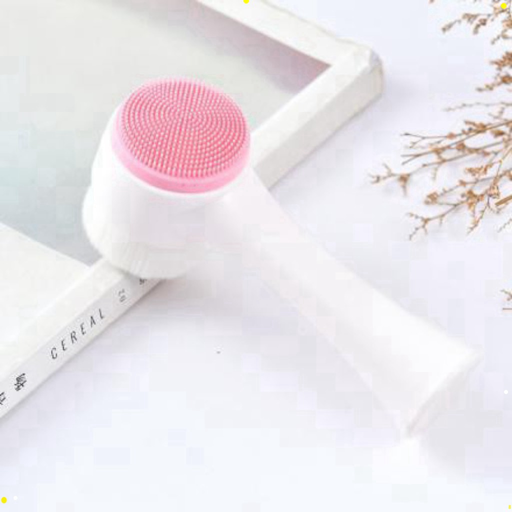 Cọ Rửa Mặt 2 Đầu silicon cầm tay hàn quốc, cọ hai đầu rửa mặt Massage mềm mại đa năng chính hãng MGA