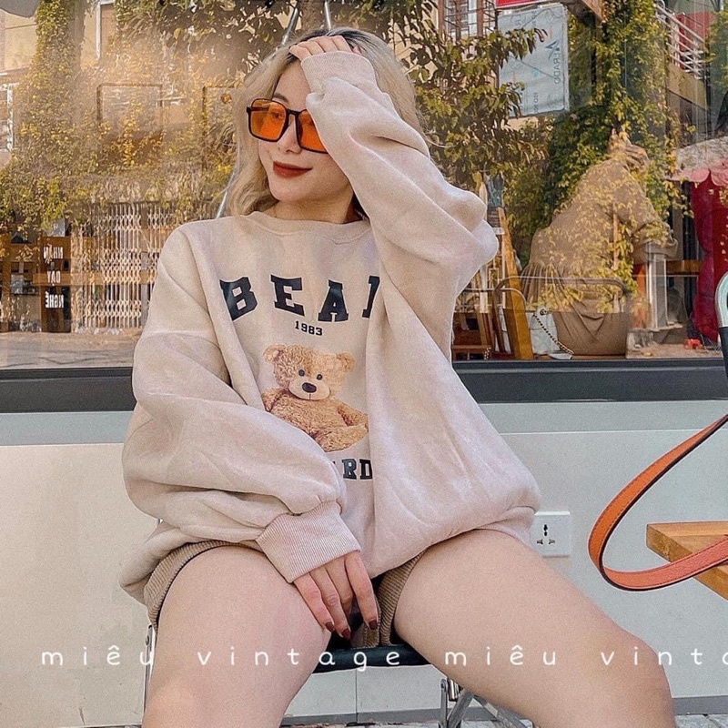 Áo Nỉ Sweater Gấu Form Rộng Unisex Tay Bồng Chất Nỉ Hàng Xuất Dày Đẹp Không Bai, Không Xù Rô | WebRaoVat - webraovat.net.vn