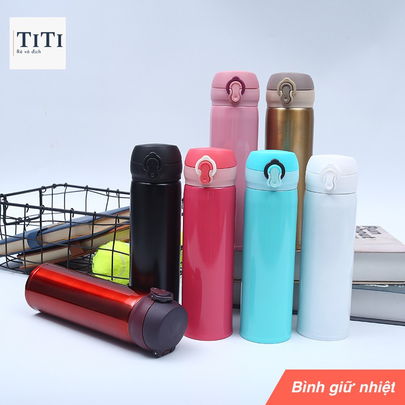 Bình đựng nước giữ nhiệt thuỷ tinh nhiều màu 500ml