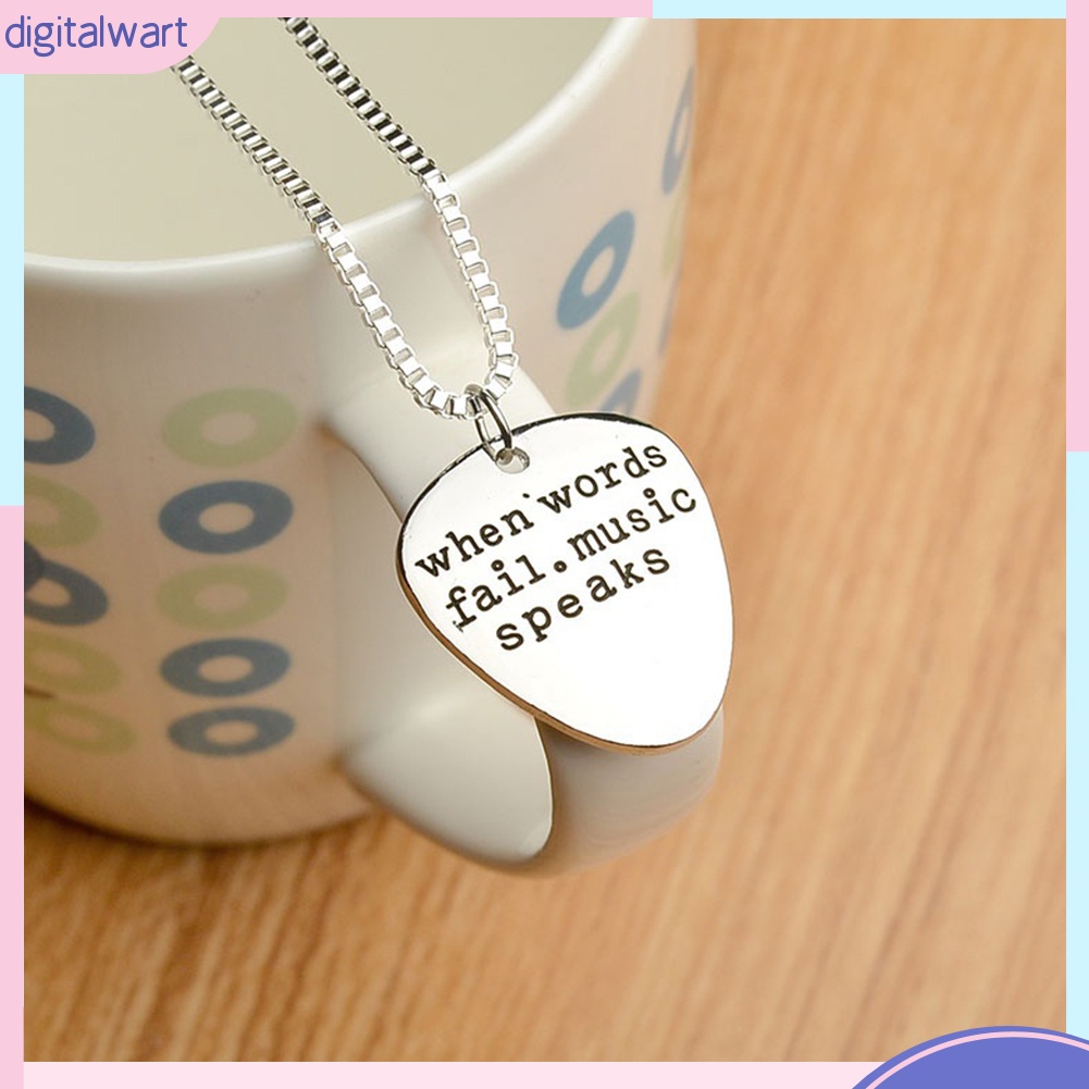 Dây Chuyền Mặt Tròn Khắc Chữ When Words Fail Music Speak Dễ Thương