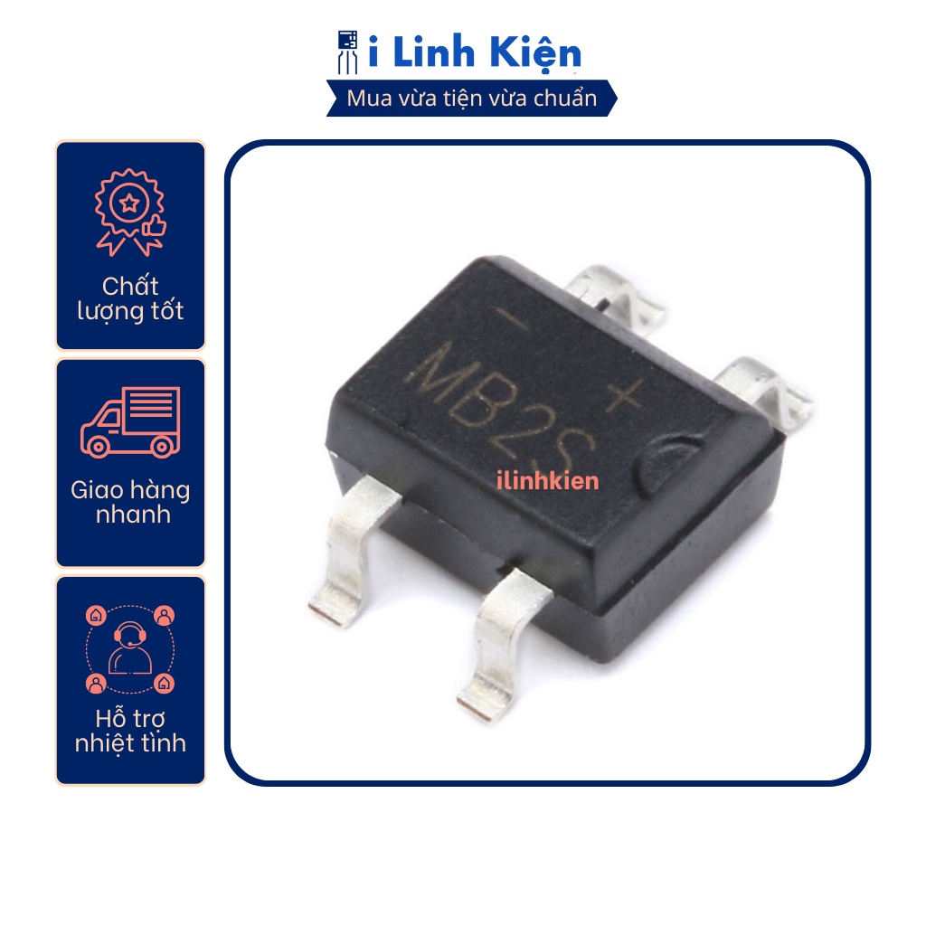 MB2S Diode cầu 0.5A 200V SOP-4
