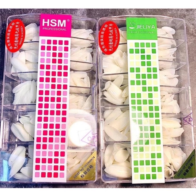 Móng úp hsm tem xanh hồng chính hãng, móng úp tay hsm
