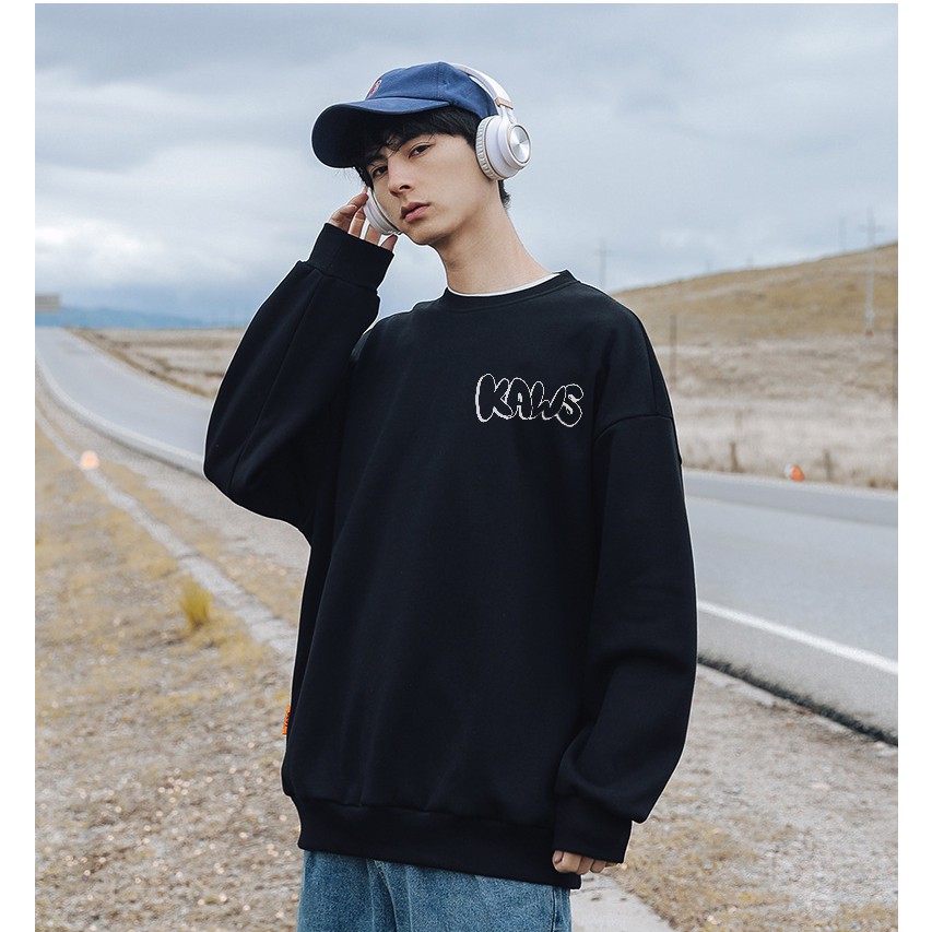 Áo sweater dài tay nam nữ unisex KAWS áo nỉ bông dài tay thu đông form rộng lót bông | BigBuy360 - bigbuy360.vn