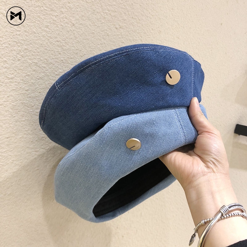 Mũ Beret Denim Phong Cách Thời Trang Anh Quốc Cổ Điển Dành Cho Nữ