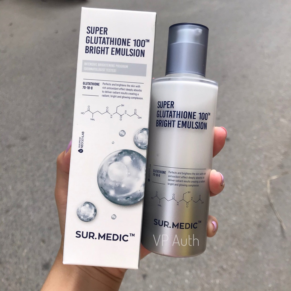 [Mã 66FMCGSALE hoàn 8% xu đơn 500K] Sữa Dưỡng Trắng Da Sur.Medic Super Glutathione 100 Bright Emulsion